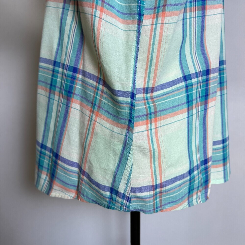 The North Face Button Up Blouse Women's Sz XL Blue Green Plaid Roll Tab Sleeves - Picture 8 of 15